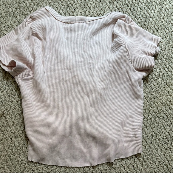 Garage Light Pink Ribbed Crop Top - Picture 2 of 2